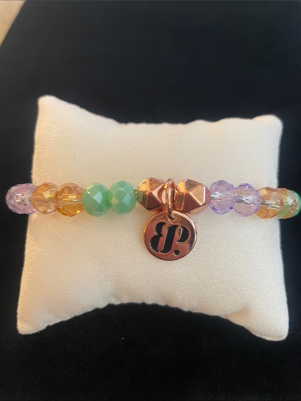 BOMB PARTY BP Rose Gold Charm Multi-Color Beaded Bracelet